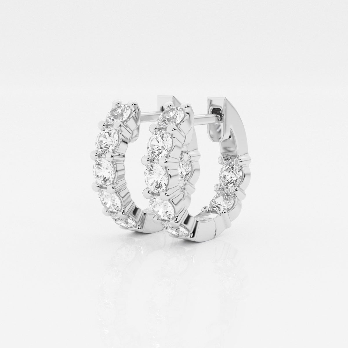 Round Moissanite Huggie Hoop Earrings – view 3