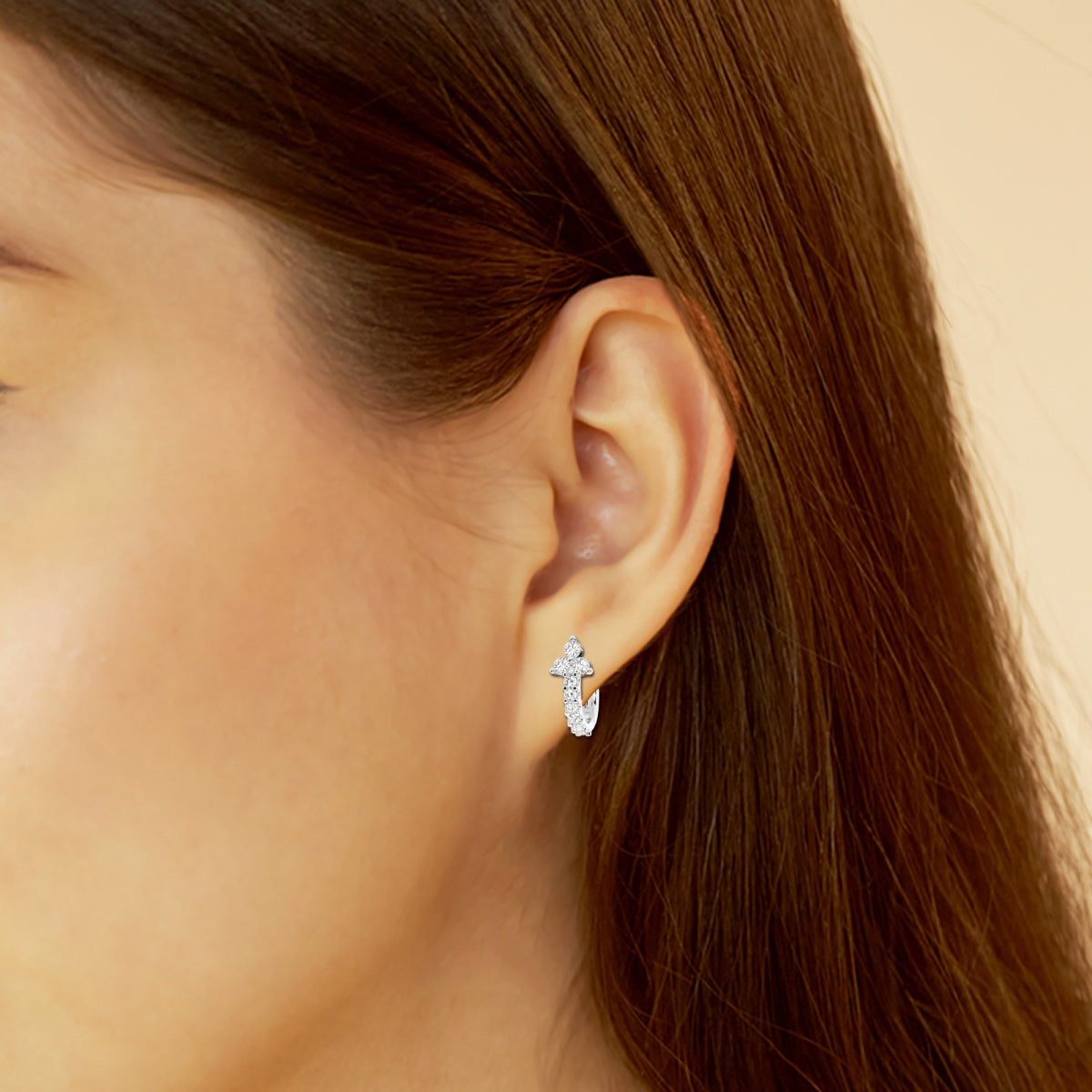 Round Moissanite Huggie Hoop Earrings – view 3