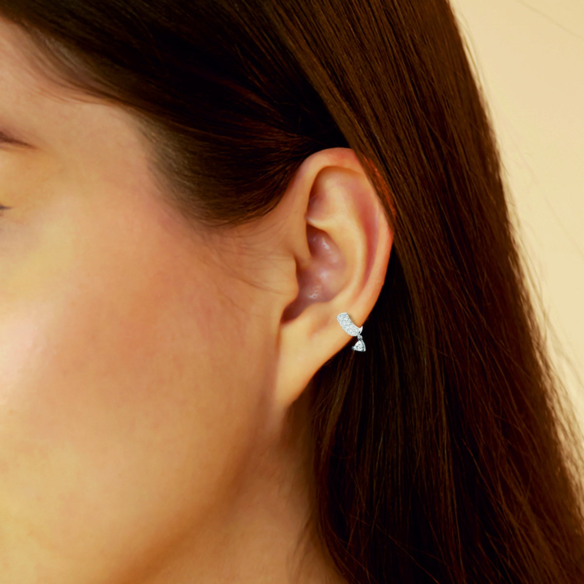 Round Moissanite Third Piercing Huggie Hoop Earrings – view 3