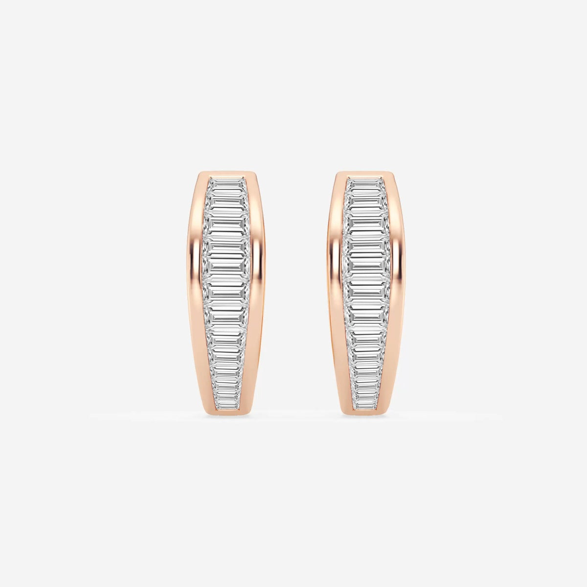 Baguette Moissanite Huggie Hoop Earrings – view 5