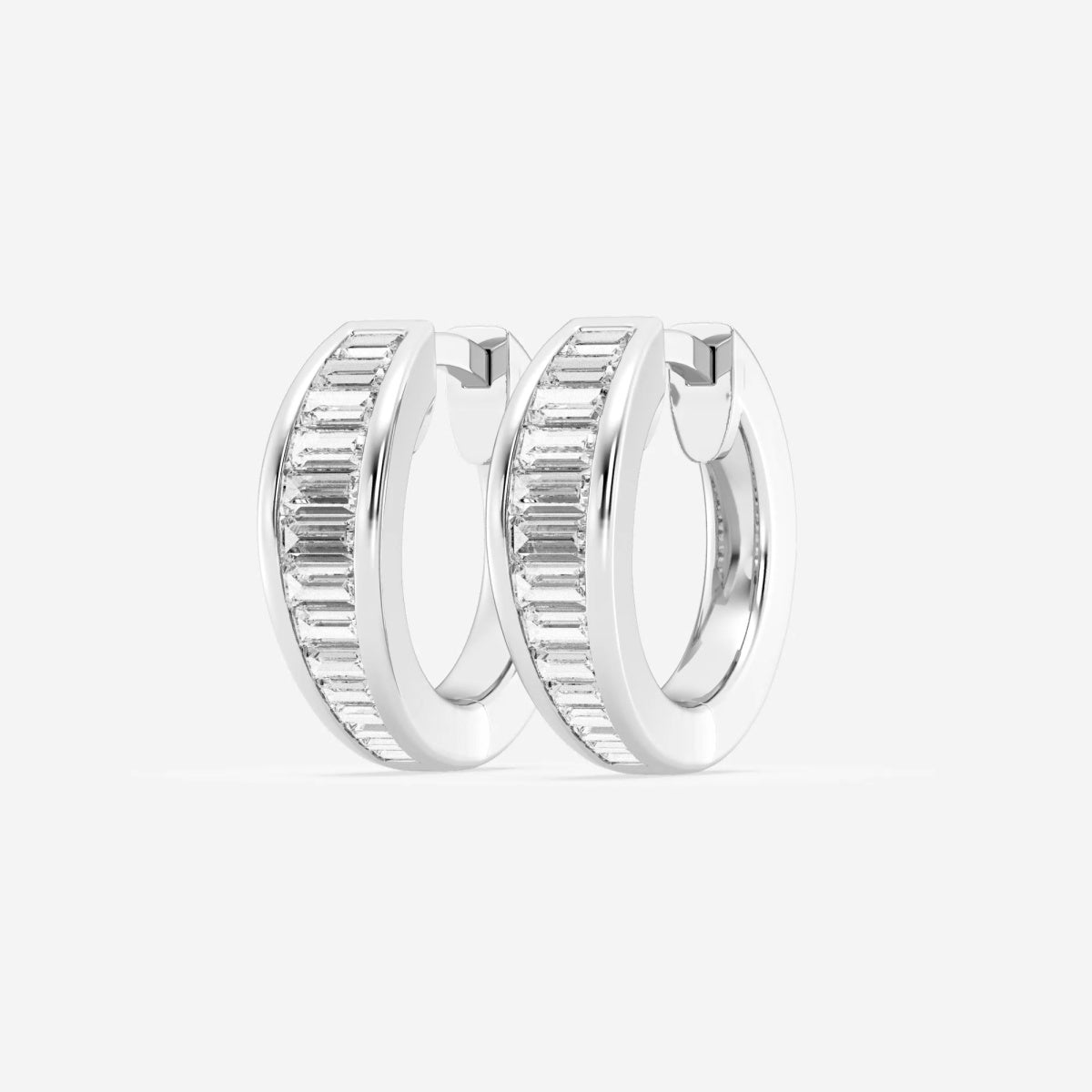 Baguette Moissanite Huggie Hoop Earrings – view 2