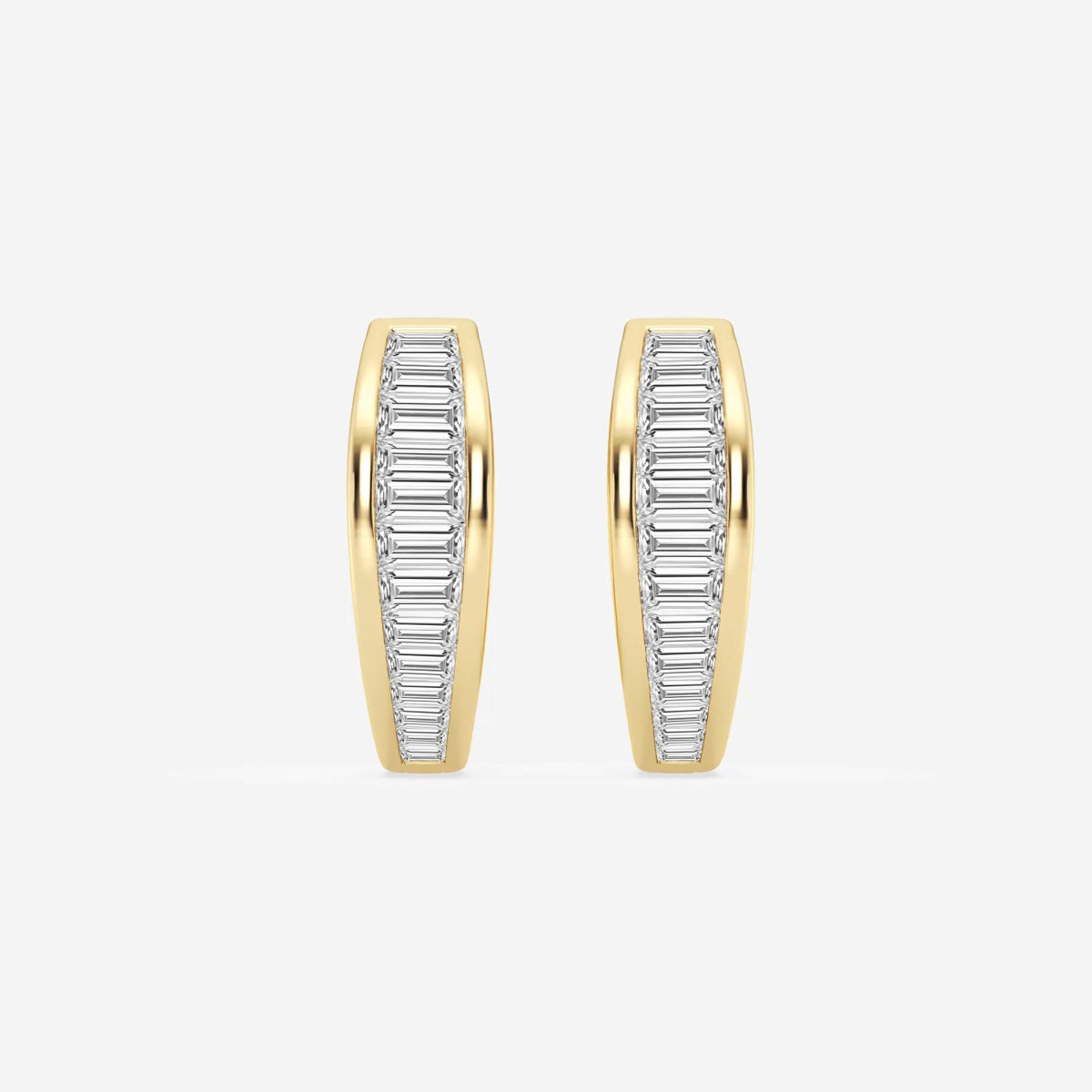Baguette Moissanite Huggie Hoop Earrings – view 4