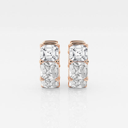 Asscher Moissanite Huggie Hoop Earrings