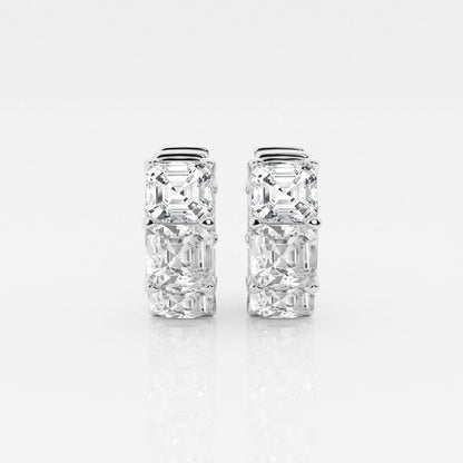 Asscher Moissanite Huggie Hoop Earrings