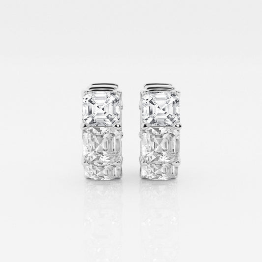 Asscher Moissanite Huggie Hoop Earrings