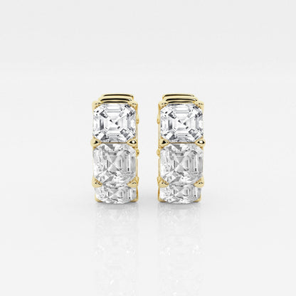 Asscher Moissanite Huggie Hoop Earrings