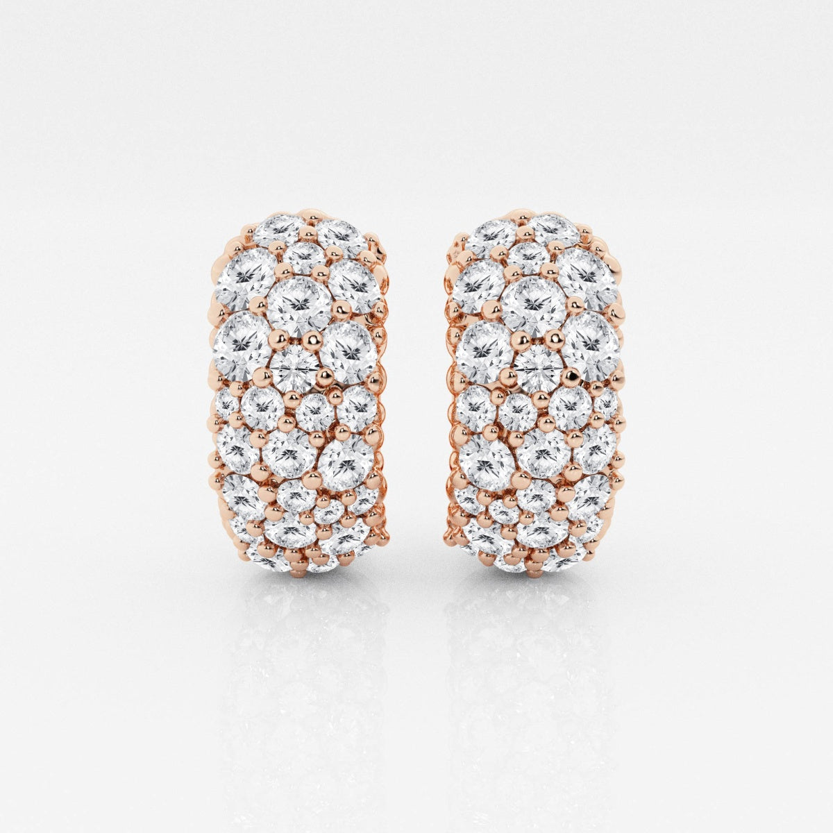 Round Moissanite Cluster Huggie Hoop Earrings – view 5