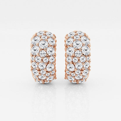 Round Moissanite Cluster Huggie Hoop Earrings