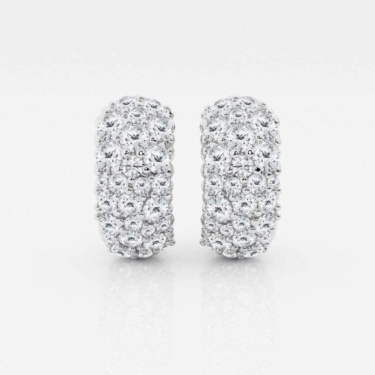 Round Moissanite Cluster Huggie Hoop Earrings – view 2