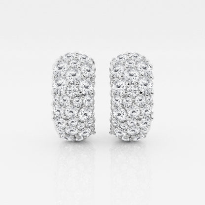 Round Moissanite Cluster Huggie Hoop Earrings