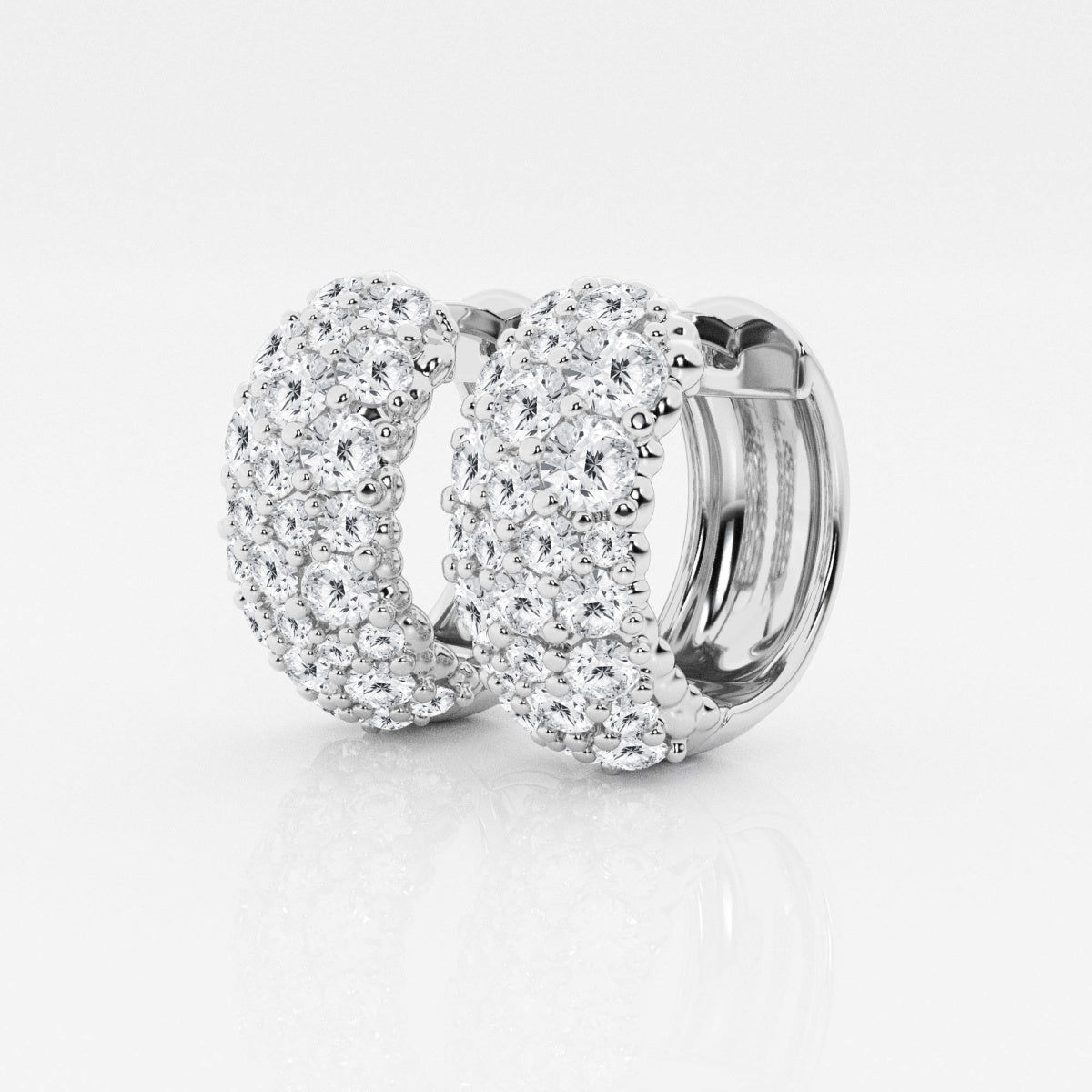 Round Moissanite Cluster Huggie Hoop Earrings – view 3