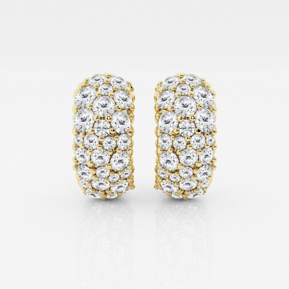 Round Moissanite Cluster Huggie Hoop Earrings – view 4