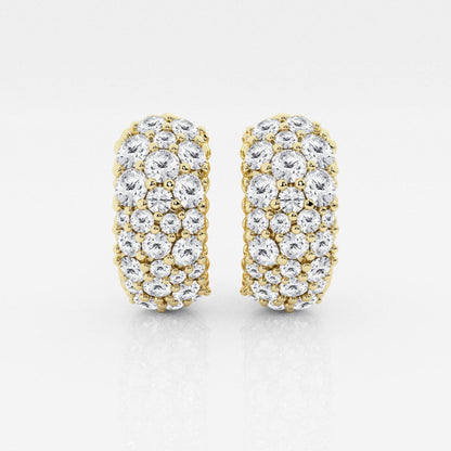 Round Moissanite Cluster Huggie Hoop Earrings