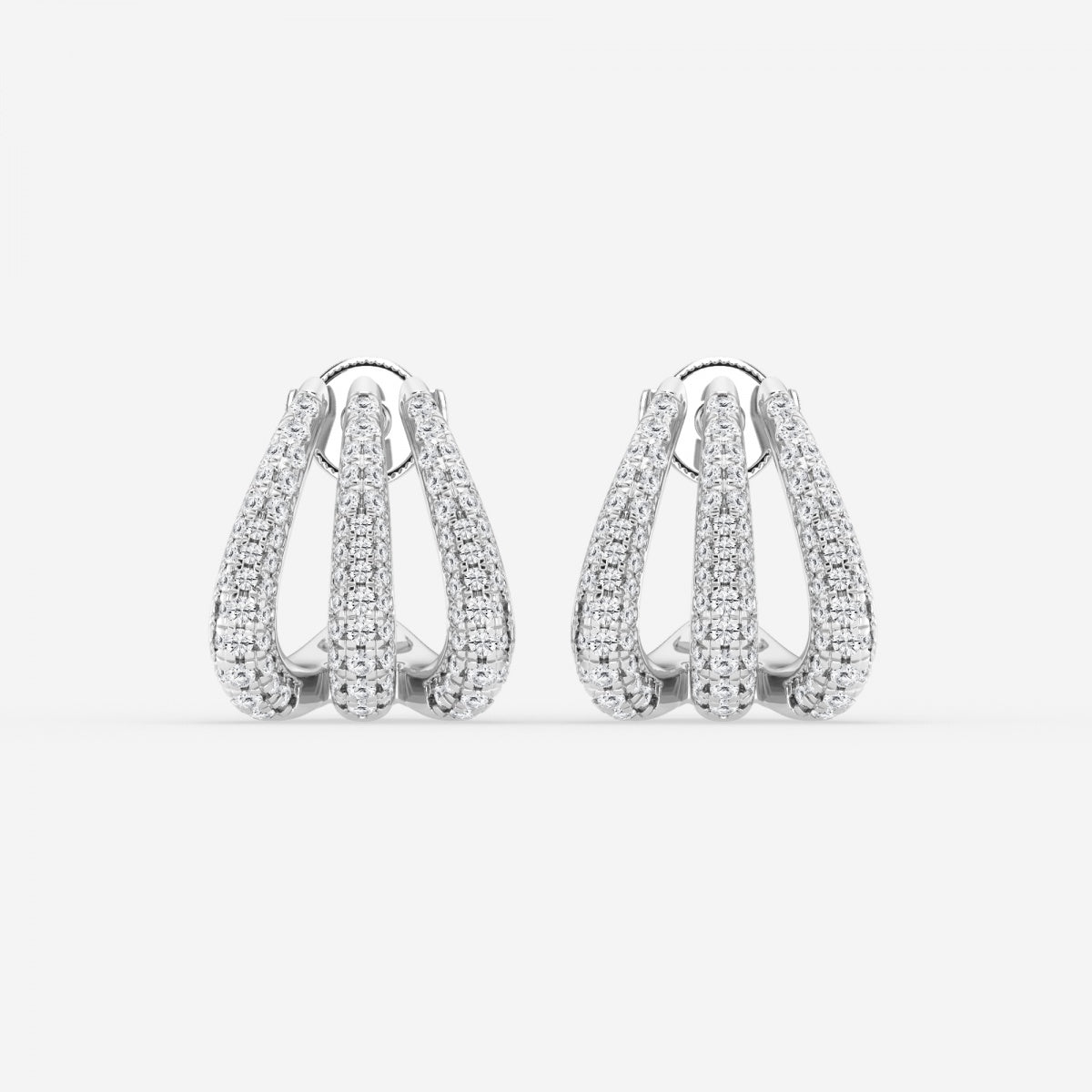 Round Moissanite Triple Huggie Hoop Earrings