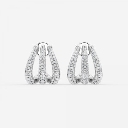 Round Moissanite Triple Huggie Hoop Earrings
