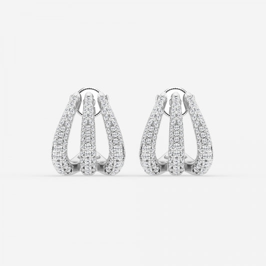 Round Moissanite Triple Huggie Hoop Earrings