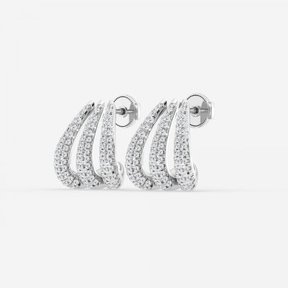 Round Moissanite Triple Huggie Hoop Earrings