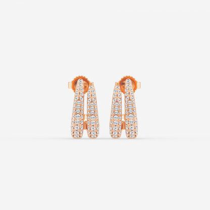 Round Moissanite Double Huggie Hoop Earrings