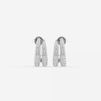 Round Moissanite Double Huggie Hoop Earrings