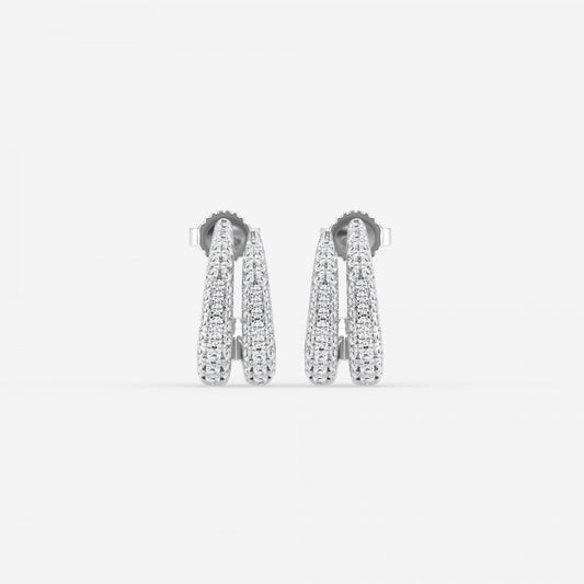 Round Moissanite Double Huggie Hoop Earrings