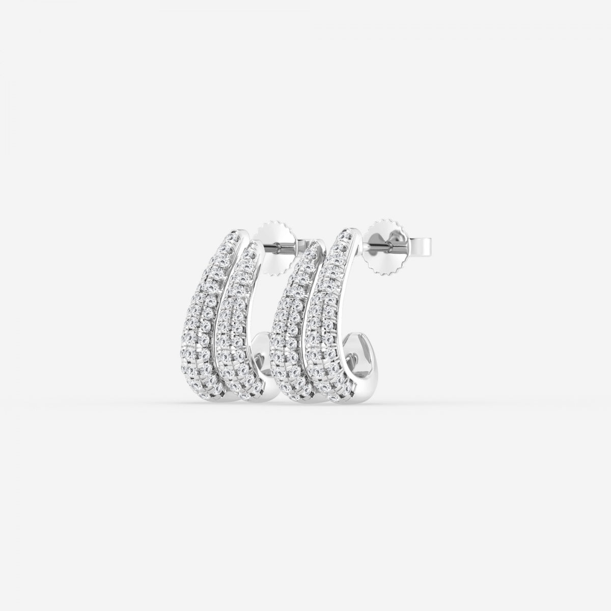 Round Moissanite Double Huggie Hoop Earrings – view 2
