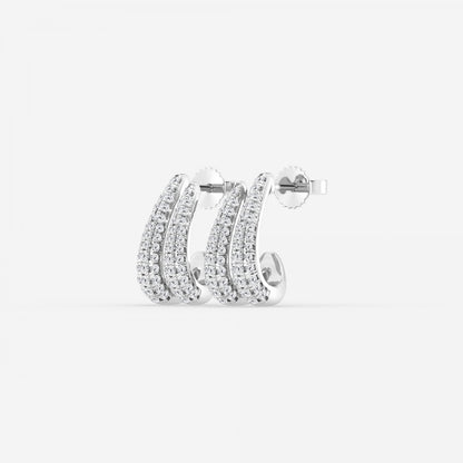 Round Moissanite Double Huggie Hoop Earrings