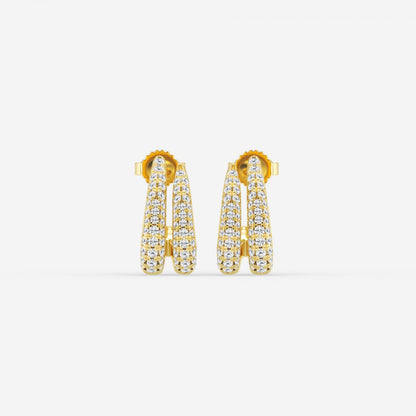 Round Moissanite Double Huggie Hoop Earrings