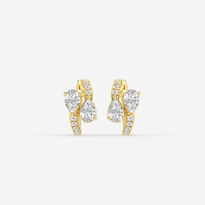 Pear  Bypass Huggie Hoop Earrings