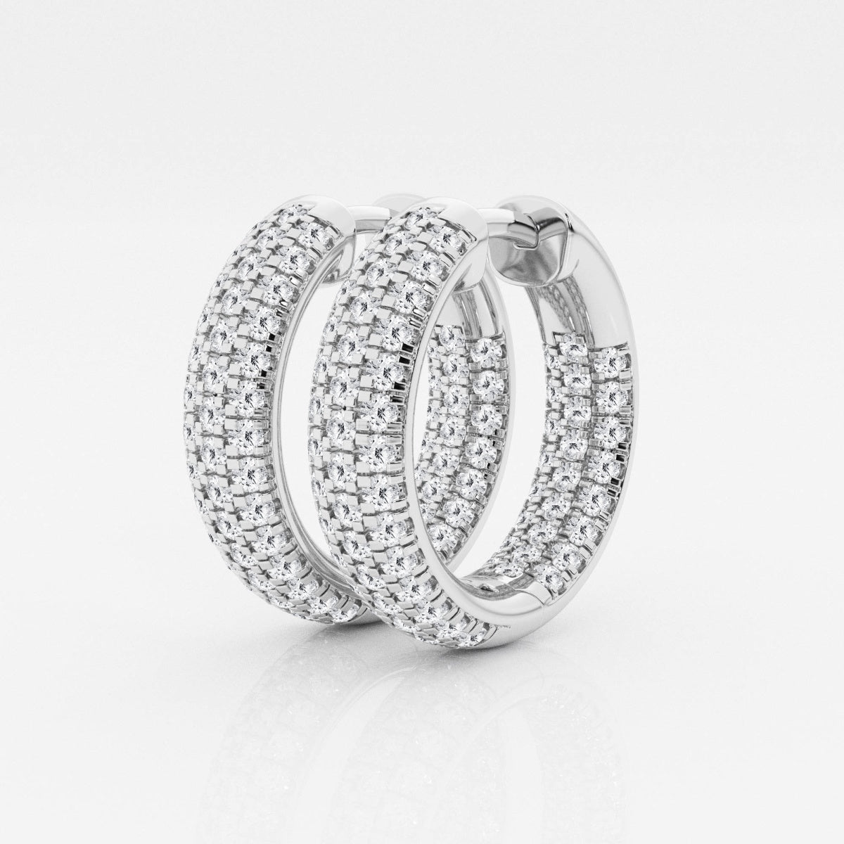 Round Moissanite Pave Hoop Earrings