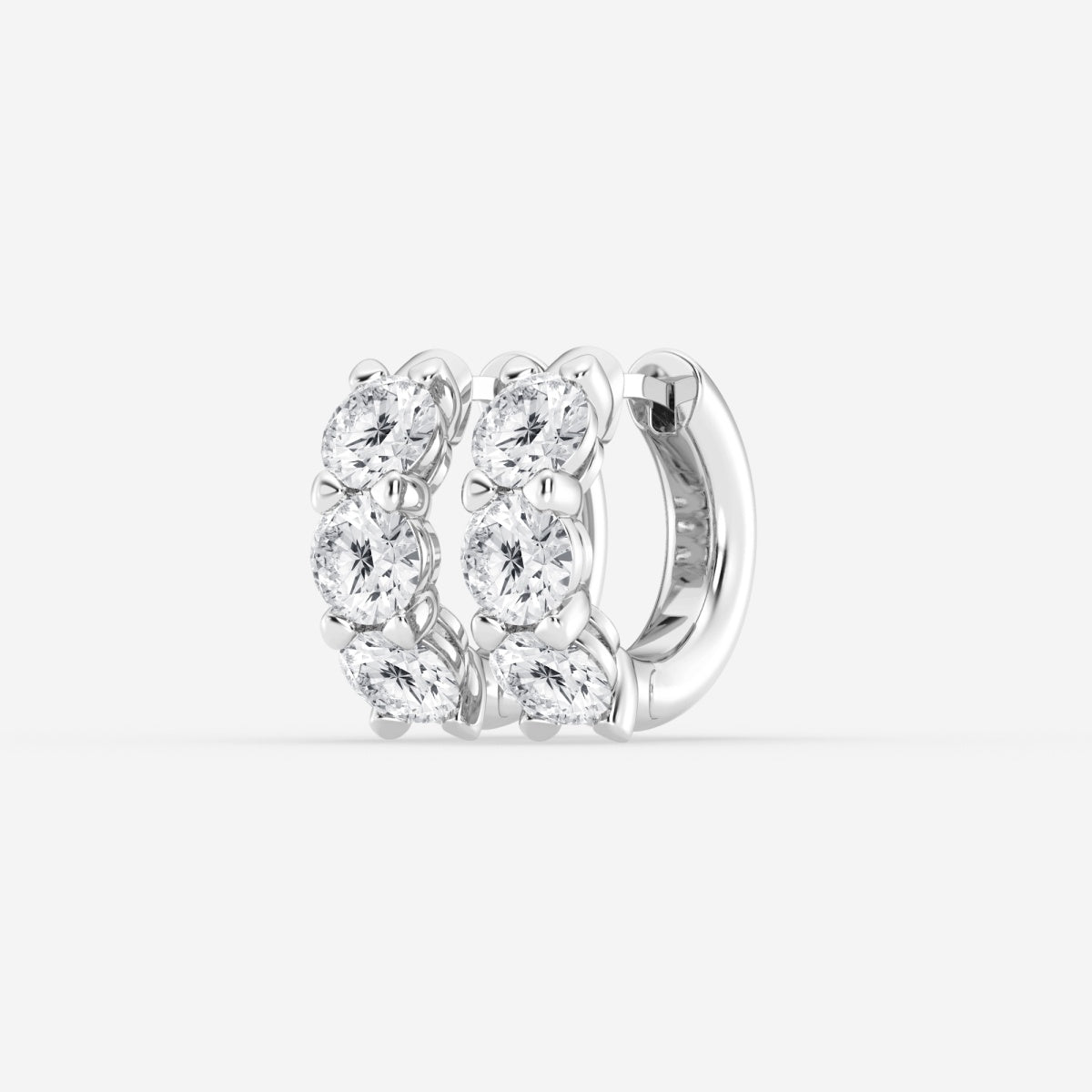 Round Moissanite Huggie Hoop Earrings – view 2