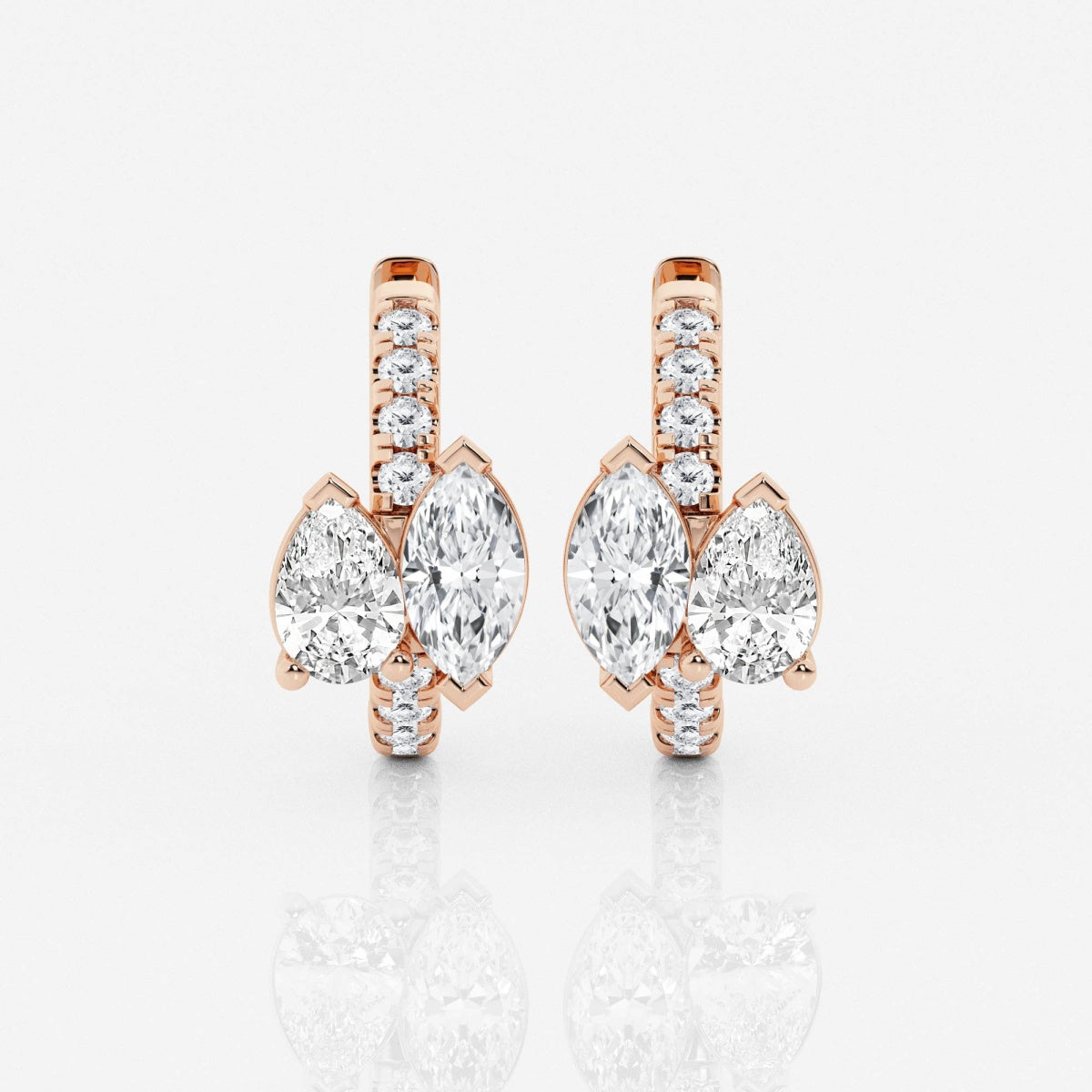 Marquise and Pear Moissanite Huggie Hoop Earrings – view 5