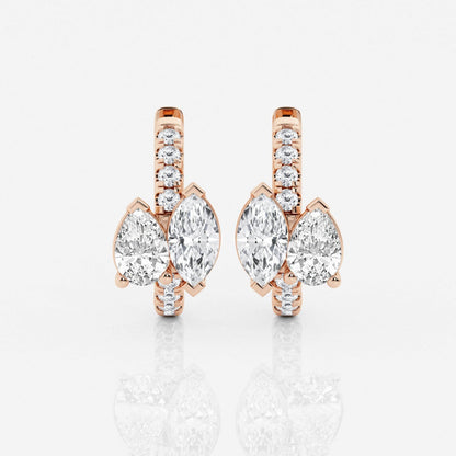 Marquise and Pear Moissanite Huggie Hoop Earrings