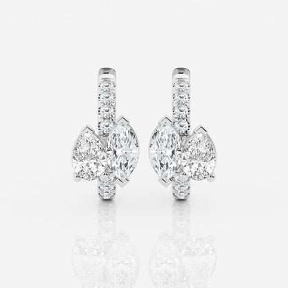 Marquise and Pear Moissanite Huggie Hoop Earrings