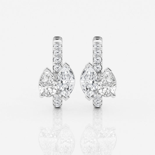 Marquise and Pear Moissanite Huggie Hoop Earrings