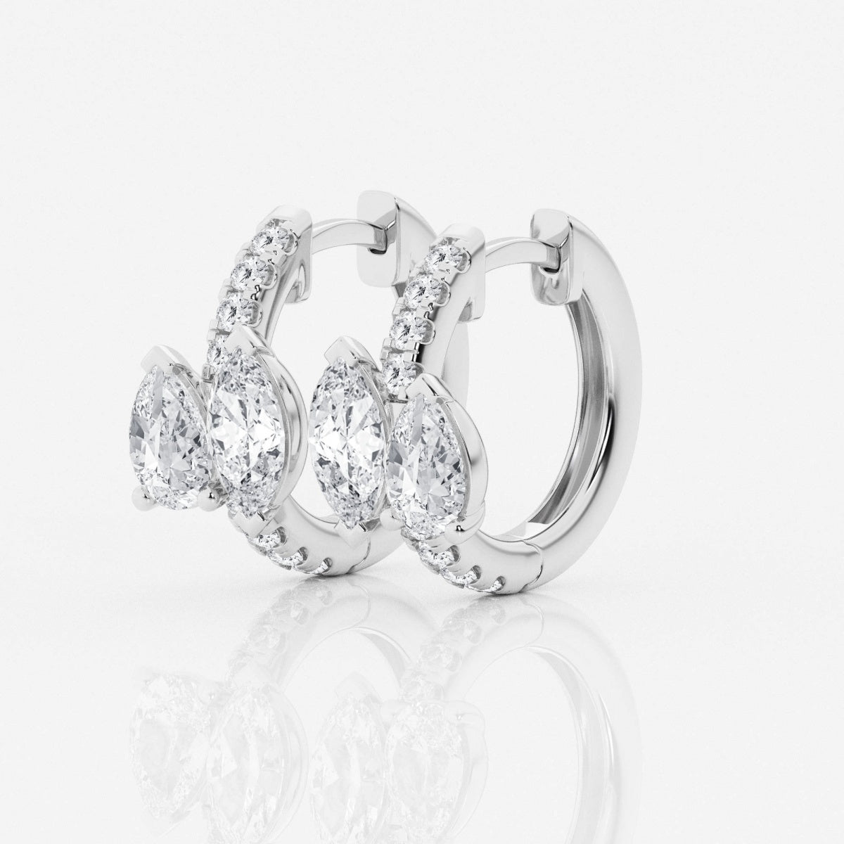 Marquise and Pear Moissanite Huggie Hoop Earrings – view 2