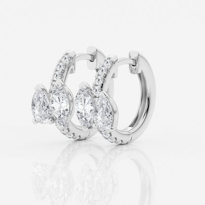 Marquise and Pear Moissanite Huggie Hoop Earrings