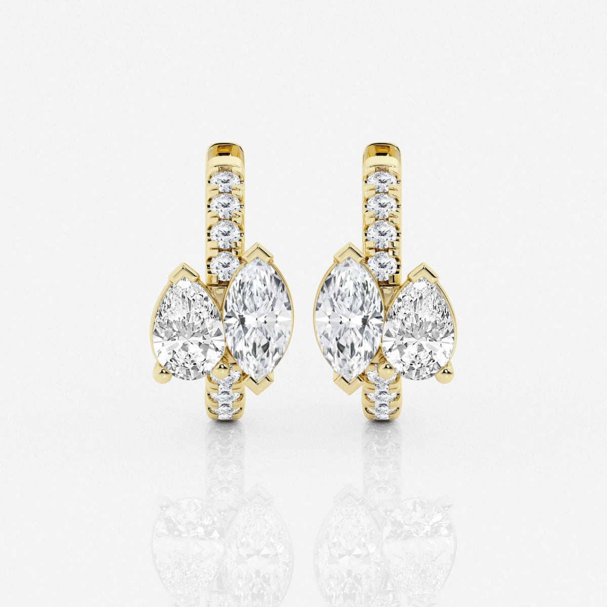 Marquise and Pear Moissanite Huggie Hoop Earrings – view 4