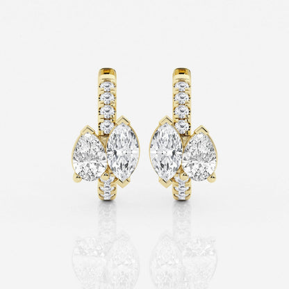 Marquise and Pear Moissanite Huggie Hoop Earrings