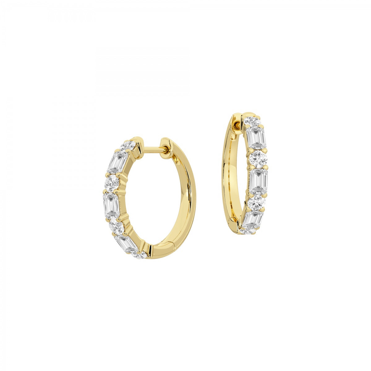 Mixed Moissanite Hoop Earrings – view 4