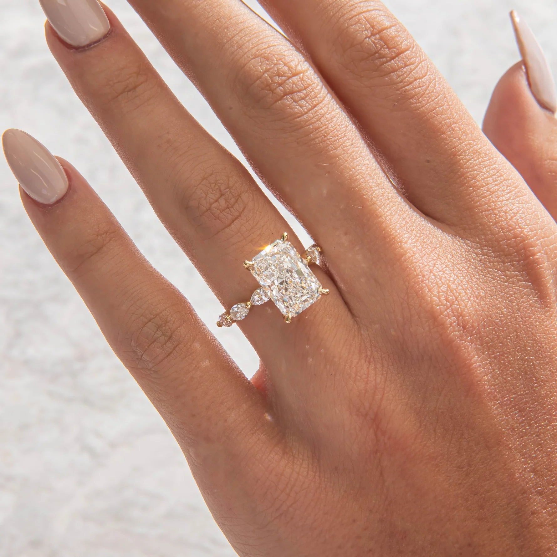 5 Carat Emerald Cut with Marquise Side Stones