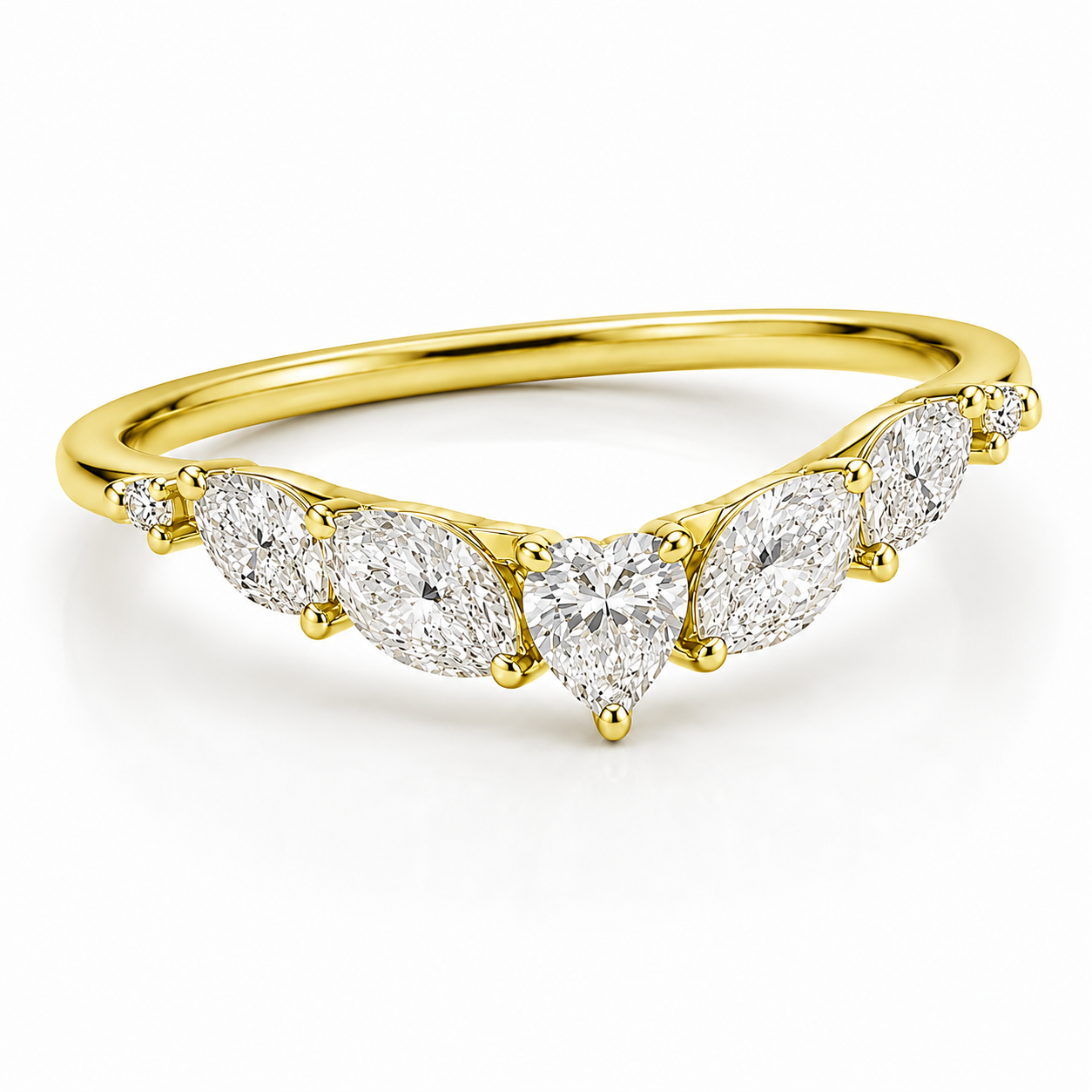 Heart & Marquise Diamond Contour Band
