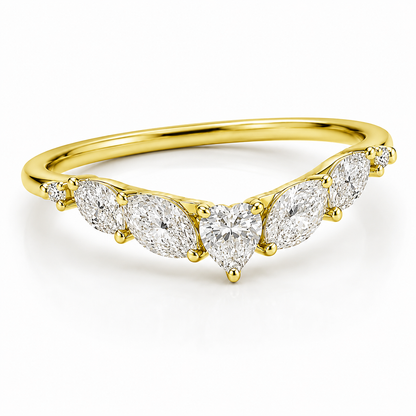 Heart & Marquise Diamond Contour Band