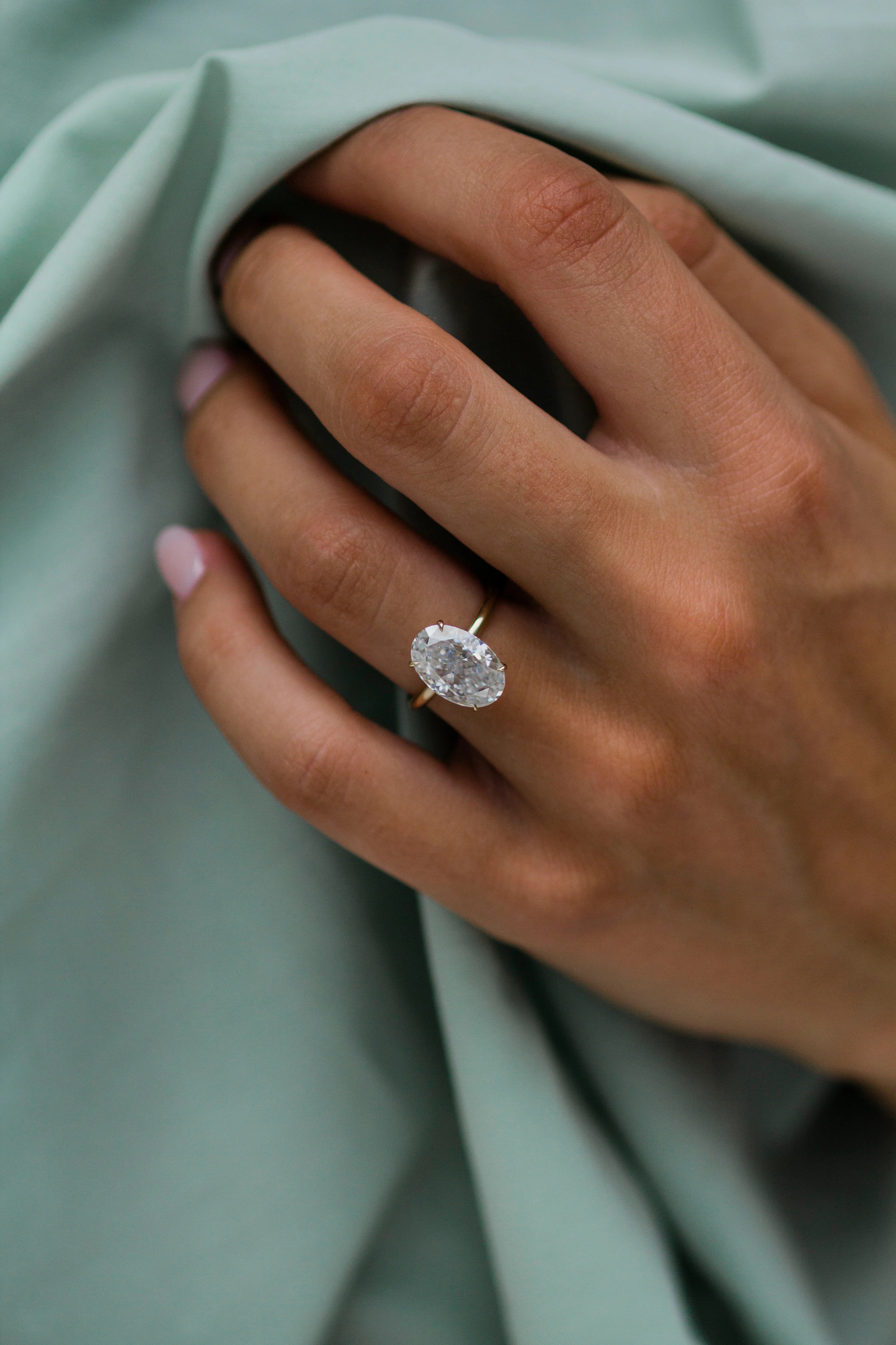 3 Carat Oval Cut Engagement Ring with Solitaire Band – view 5