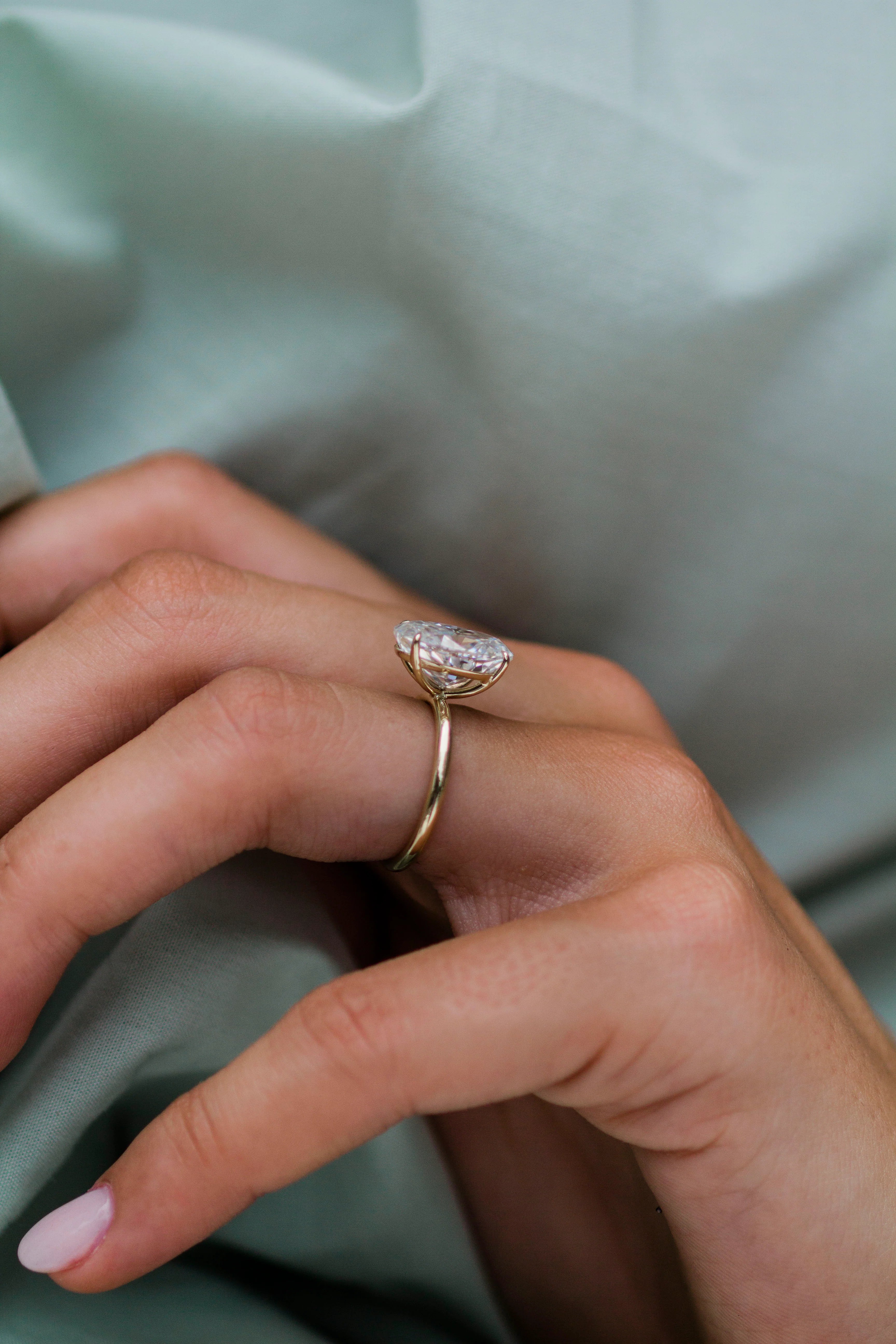 3 Carat Oval Cut Engagement Ring with Solitaire Band – view 6