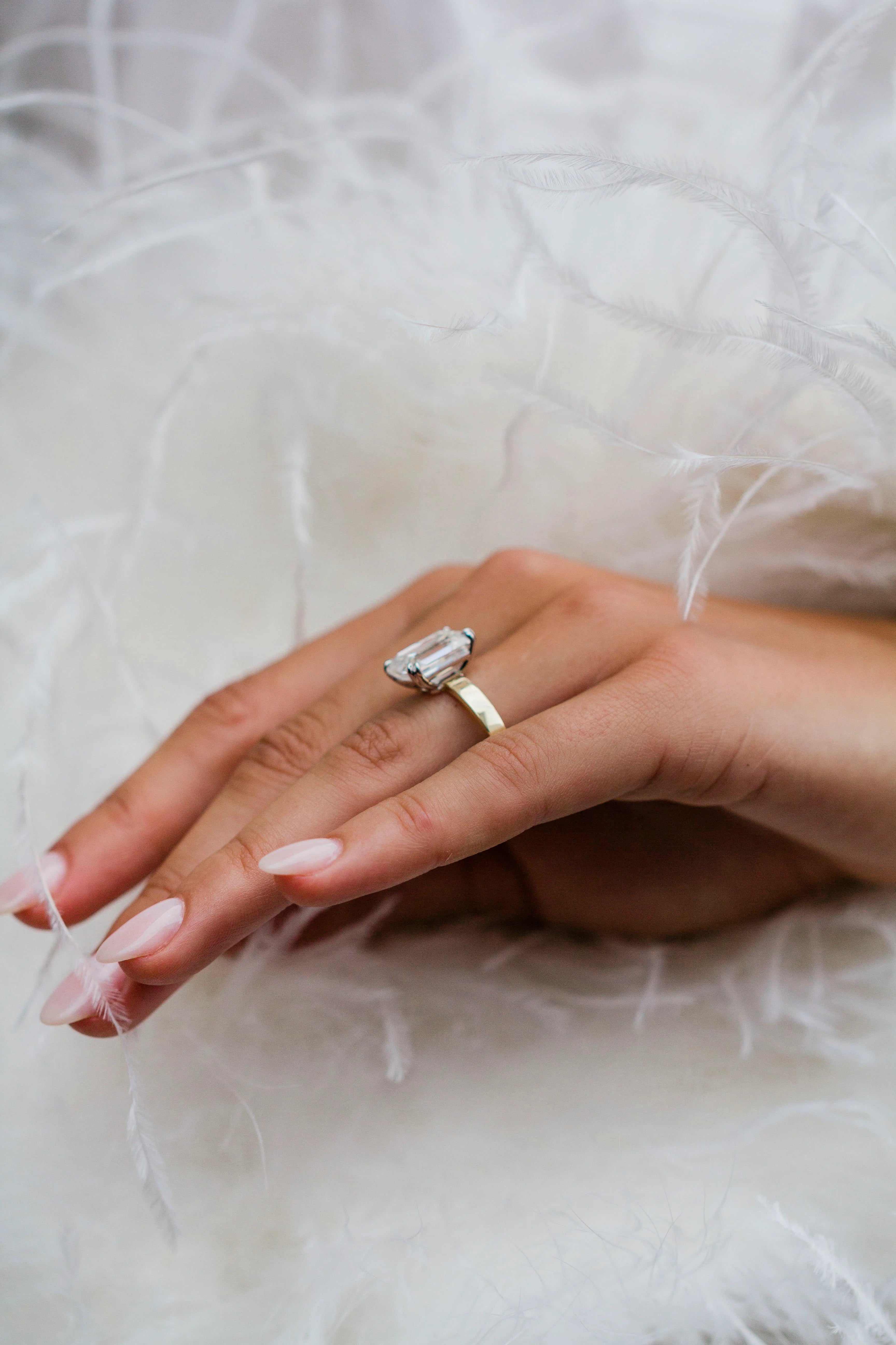 4 Carat Emerald Cut Lab Diamond Engagement Ring with a Squared Off Solitaire Band – view 5
