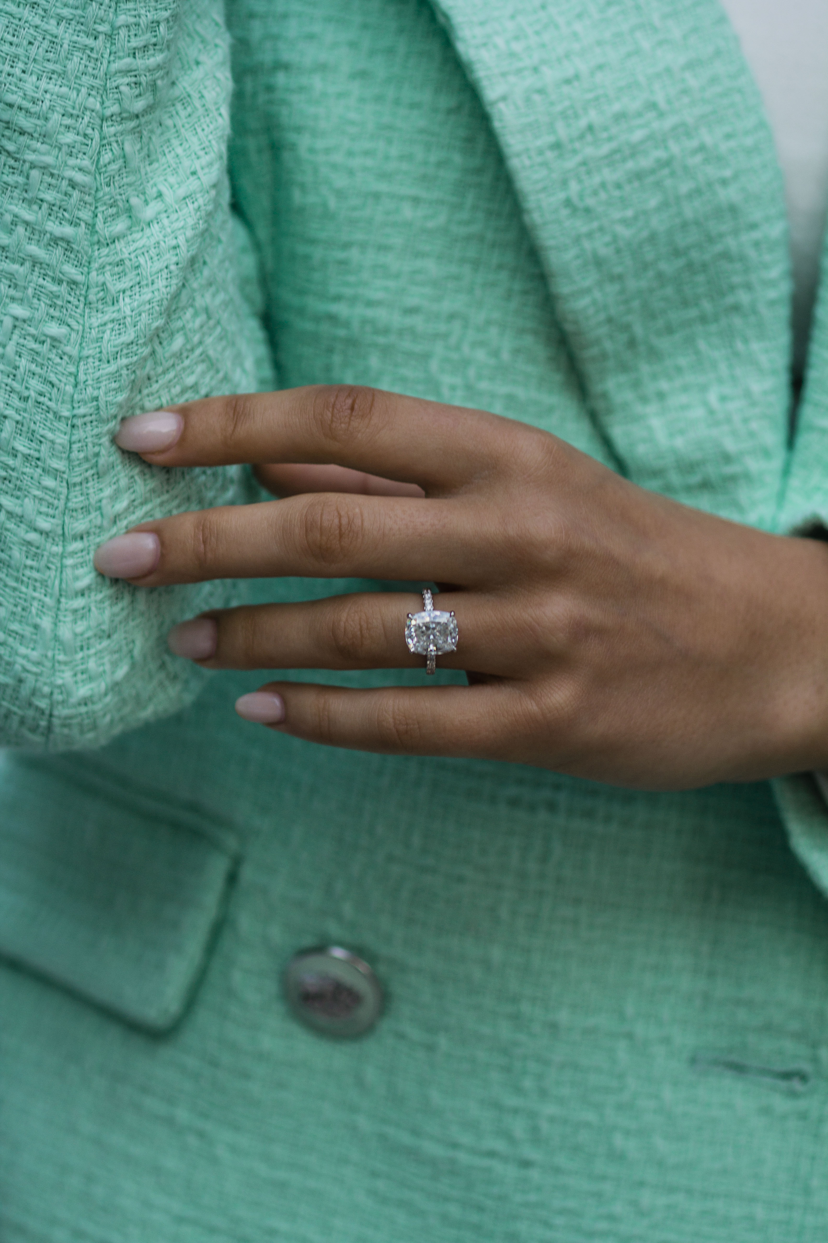 3.5 Carat Cushion Cut Hidden High Halo Lab Diamond Engagement Ring with Micro Pavé Band – view 5