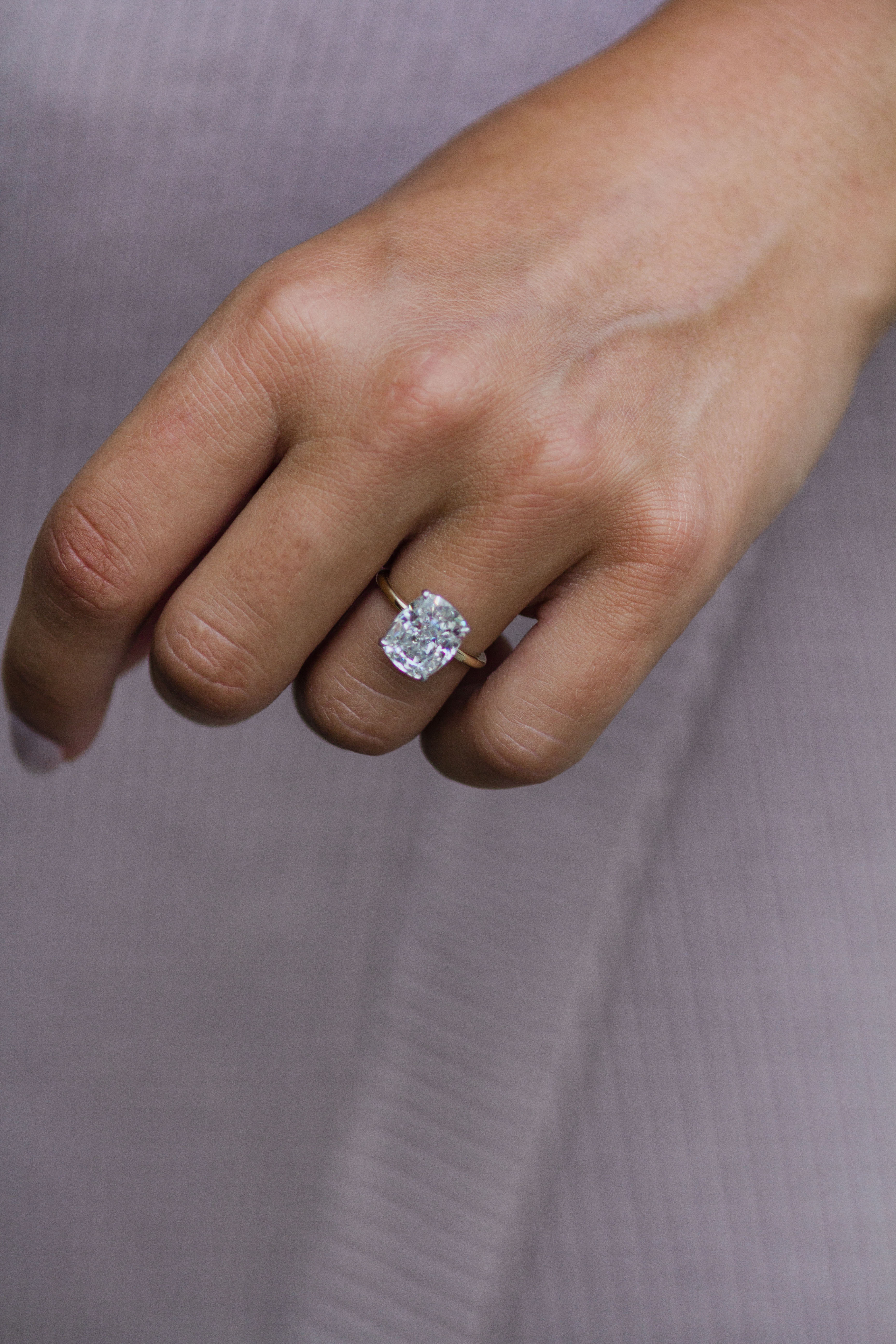 3.5 Carat Cushion Cut Lab Diamond Engagement Ring Solitaire Band – view 6
