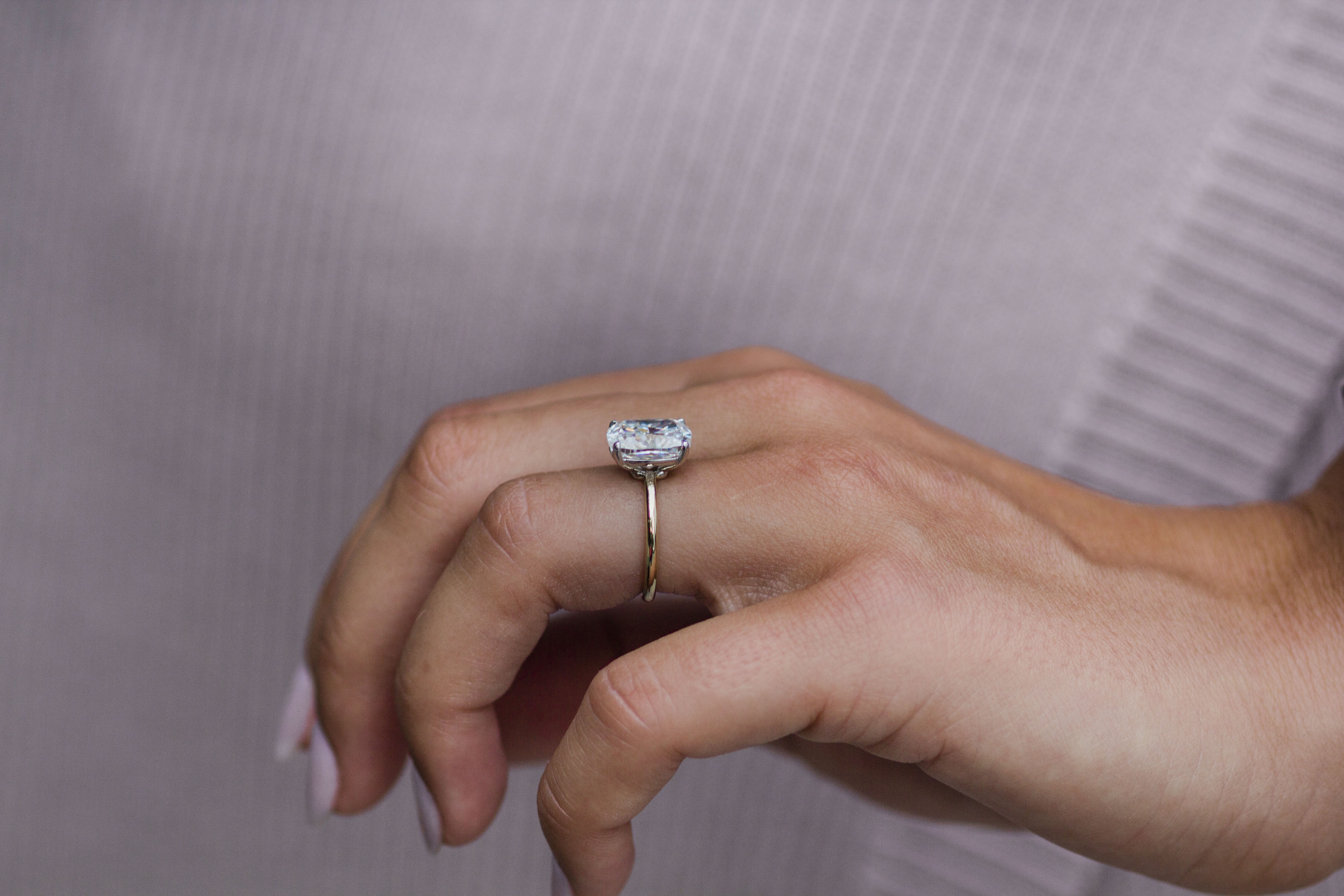 3.5 Carat Cushion Cut Lab Diamond Engagement Ring Solitaire Band – view 5