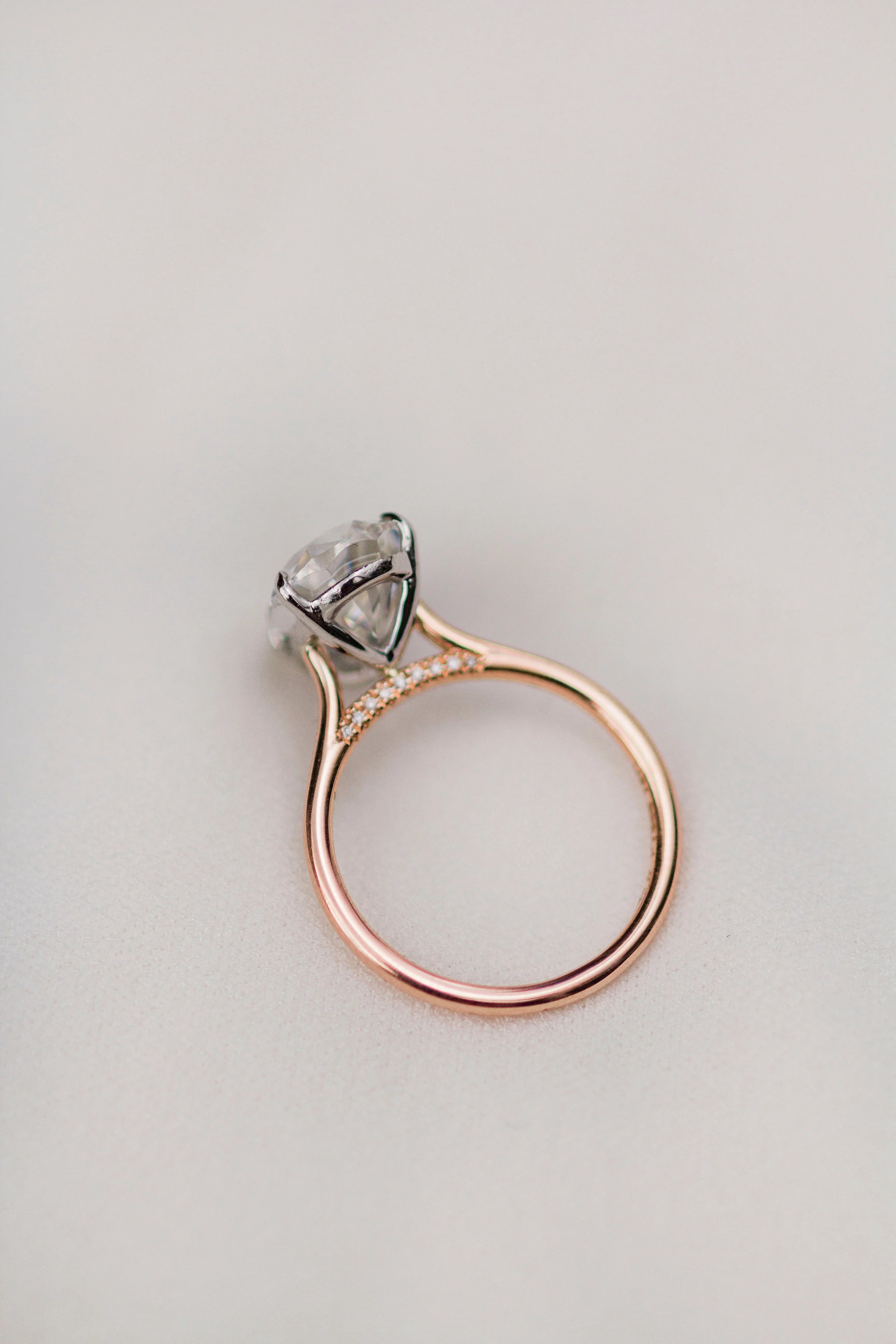 3 Carat Pear Cut Lab Diamond Engagement Ring with a Solitaire Band and Shoulder Accents – view 5