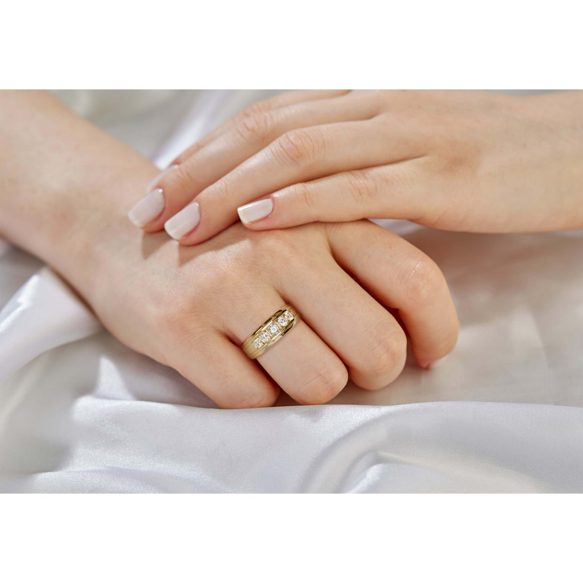 Round  Men's Channel Set Wedding Band